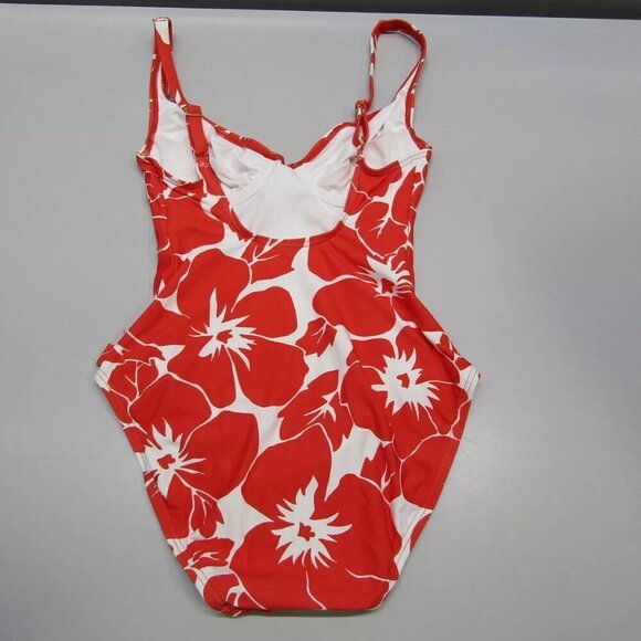 NEW VINCE CAMUTO Women's Swimsuit One Piece Tangerine Floral Print V-Neck Size 6 - Picture 8 of 12